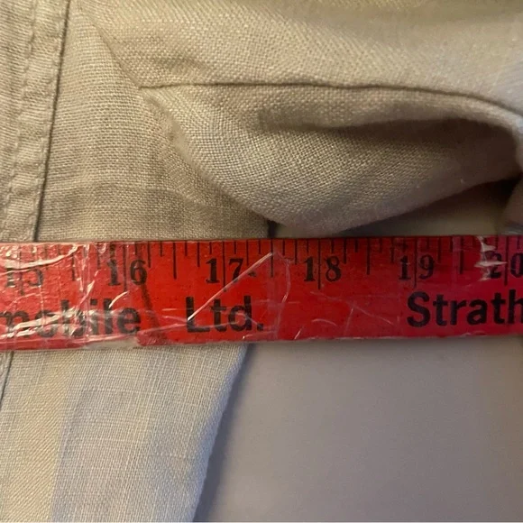 Michael Kors Light Tan Linen Utility Jacket Pleated Ruffle Back – Size 2P  EUC - Picture 14 of 15
